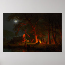 Oregon Trail Conestoga-vagn Månsken Lägereld Poster