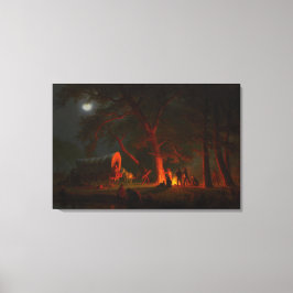 Oregon Trail Conestoga Wagon Moonlight Camp Fire Canvastryck