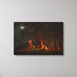 Oregon Trail Conestoga Wagon Moonlight Camp Fire Canvastryck