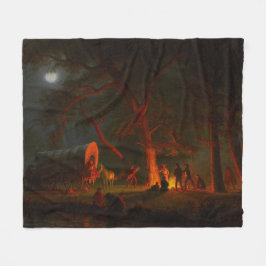 Oregon Trail Conestoga Wagon Moonlight Camp Fire Fleecefilt
