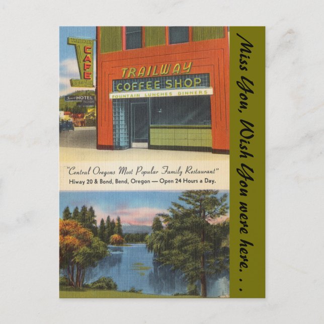 Oregon, trailway Coffee Shop, Bend Vykort (Framsida)