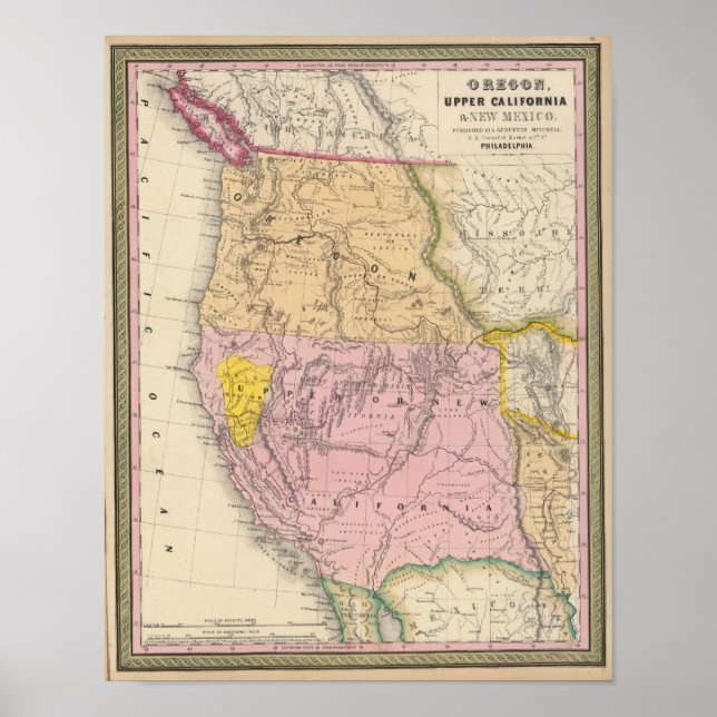 Oregon, Upper Kalifornien och New mexico Poster (Framsidan)