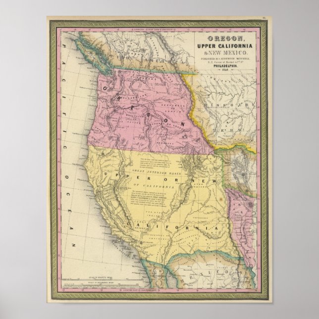 Oregon, Upper Kalifornien och New mexico Poster (Framsidan)