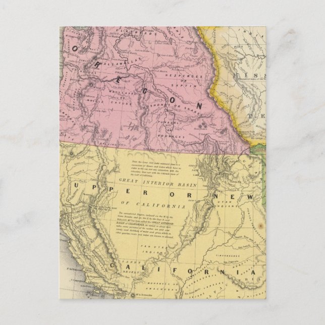 Oregon, Upper Kalifornien och New mexico Vykort (Framsida)