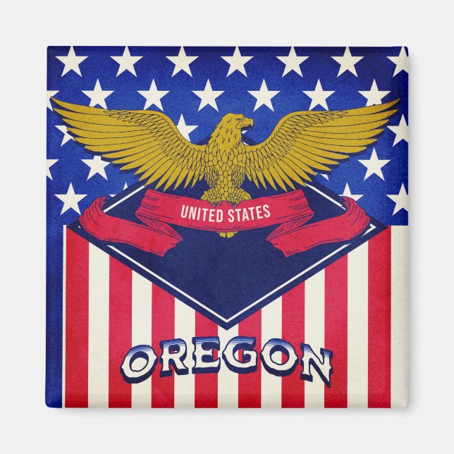 Oregon USA flagga Magnet (Framsidan)