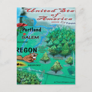 Oregon USA-kort Vykort