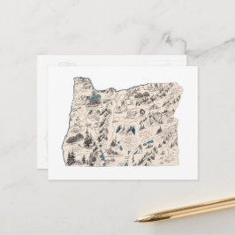 Oregon Vintage Bild Karta Antique State Diagram Vykort