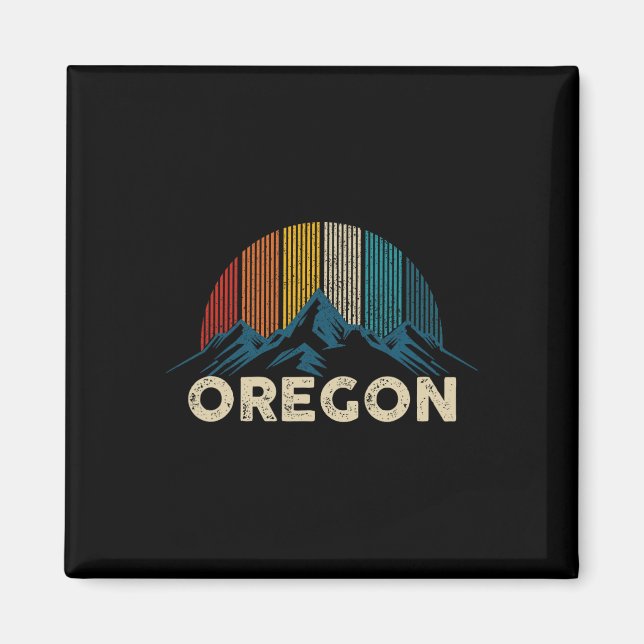 Oregon Vintage Mountains Natature Hiking Gift Magnet (Framsidan)