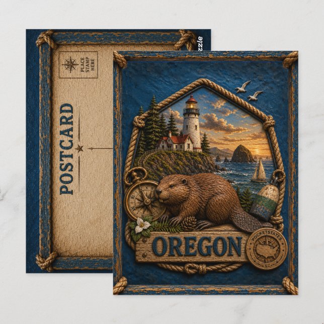 Oregon Vintage Resa Vykort (Fram/baksida)