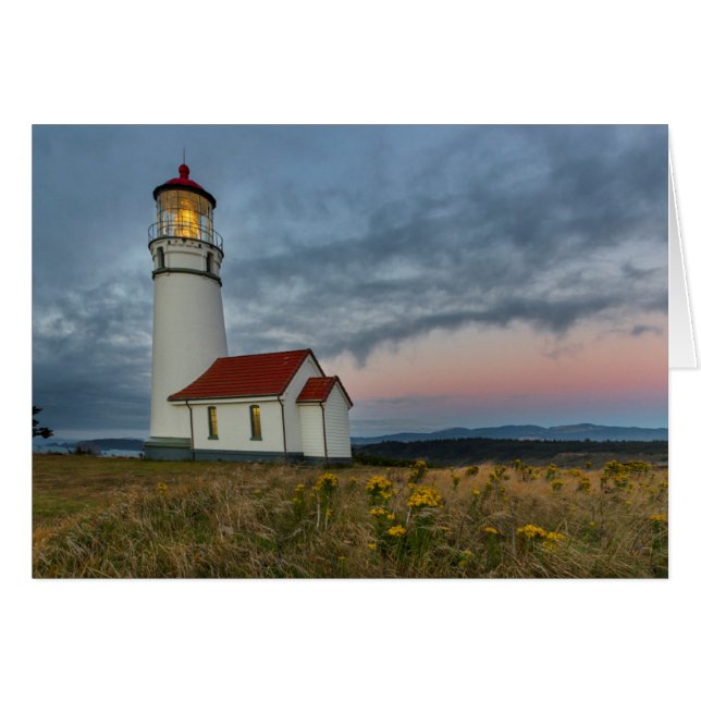Oregons äldsta fyr vid Cape Blanco State Hälsningskort (Framsidan Horizontal)