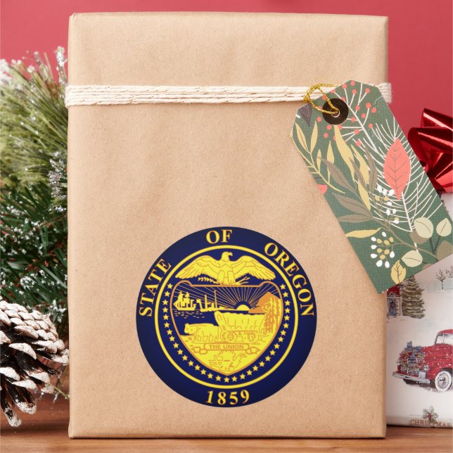 Oregons sigill runt klistermärke (Semester)