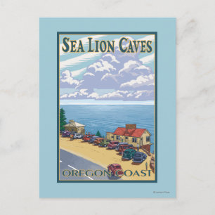 OregonSea Lejon Caves Vintage resor Poster Vykort