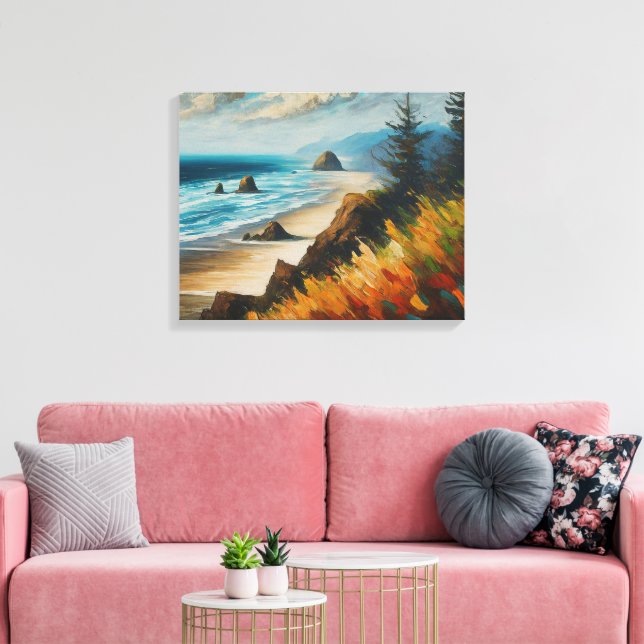 Oregonvågor Landskapsabstrakt Canvastryck (Insitu (Vardagsrum))