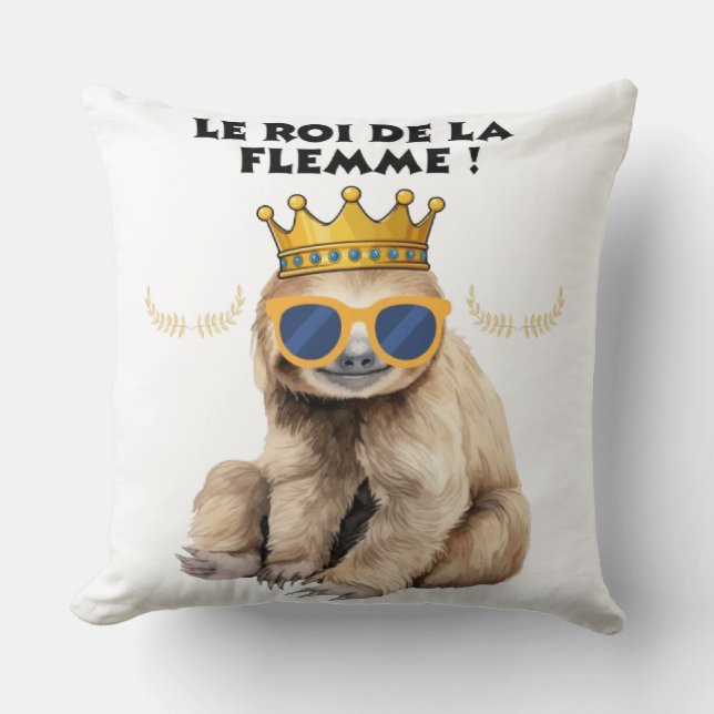 Oreiller Roi de la Flemme – Singe Paresseux funny Kudde (Framsida)