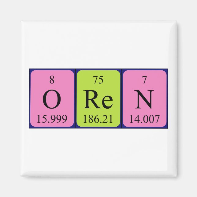 Oren Periodisk bord namn magnet (Framsidan)