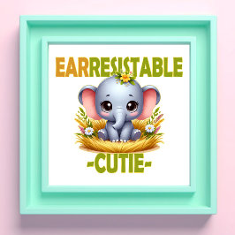 Öreslig Cutie roligt pun. Baby Elephant tecknad Fototryck