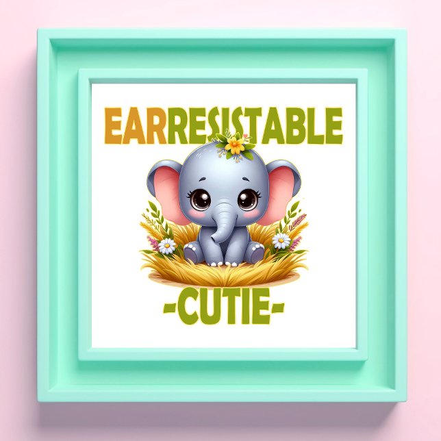 Öreslig Cutie roligt pun. Baby Elephant tecknad Fototryck (Skapare uppladdad)