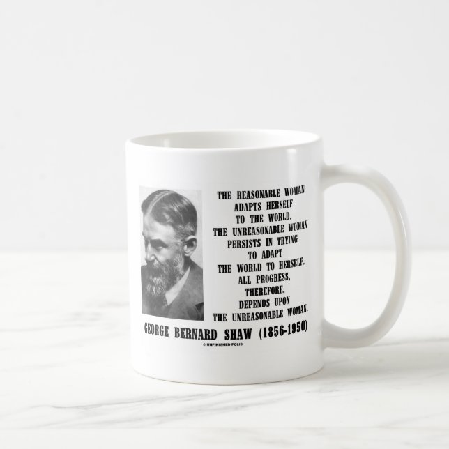 Oresonligt kvinnaframsteg G.B. Shaw Citering Kaffemugg (Höger)