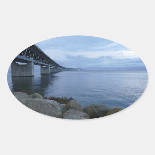 Öresundsbron, Sverige, Danmark Ovalt Klistermärke