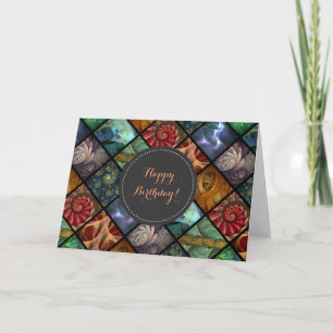 "Orgaenica" Fractal Polyptych Custom Greeting Card Kort
