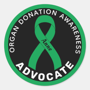 Organ Donation Advocate Ribbon Black Round Sticker Runt Klistermärke