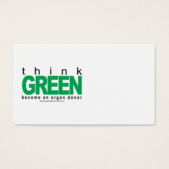 Organ Donor THINK Green Visitkort (Framsidan)