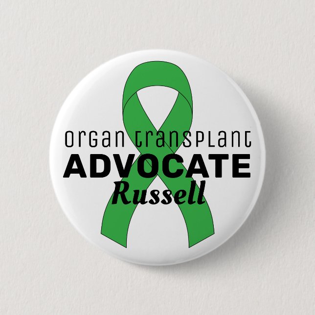 Organ Transplant Advocate Ribbon White Button Knapp (Framsida)