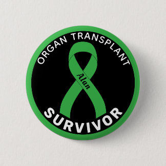 Organ Transplant Survivor Ribbon Black Button Knapp