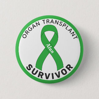Organ Transplant Survivor Ribbon White Button Knapp