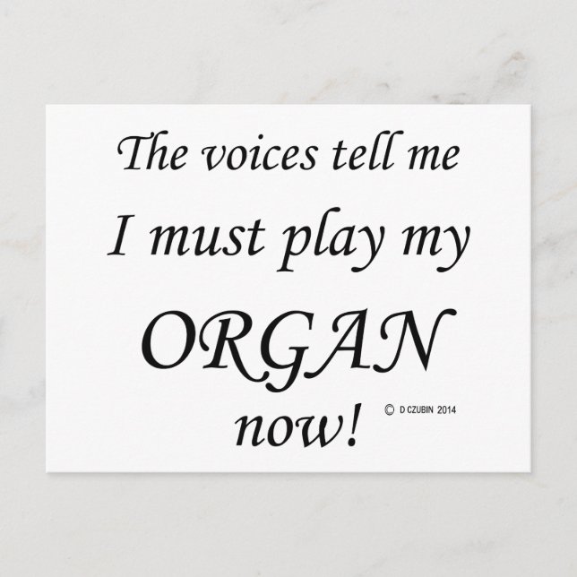 Organ Voices säger att must Play Vykort (Framsida)