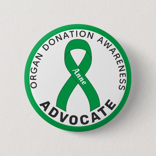 Organdonation Advocate Ribbon White Button Knapp (Framsida)