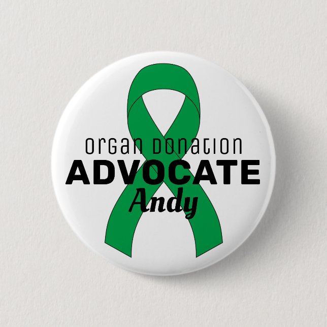 Organdonation Advocate Ribbon White Button Knapp (Framsida)
