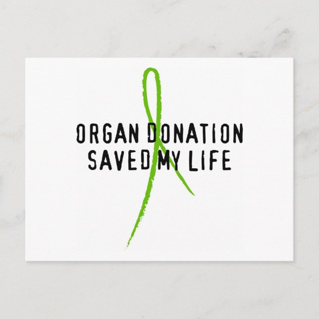 Organdonation räddade mitt liv vykort (Framsida)
