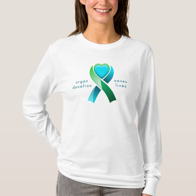 Organdonation Sparar liv Donor Awareness Heart T Shirt (Framsida)