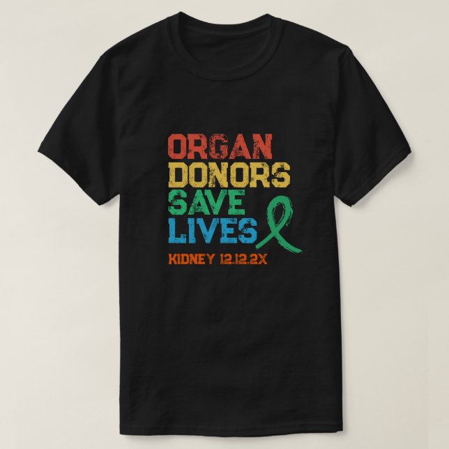 Organdonatorer Färglöst Anpassade Design T-Shirt (Design framsida)