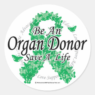 Organdonor Ribbon of Butterflies Runt Klistermärke