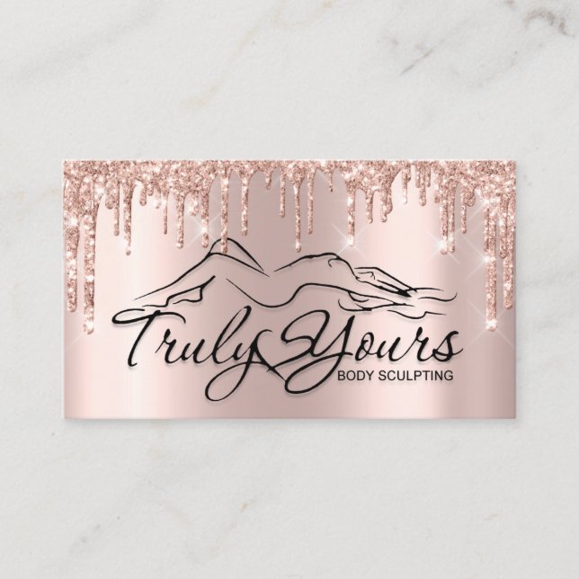 Organet Sclupting Beauty Logotyp Glitter Ro 1 Visitkort (Framsida)