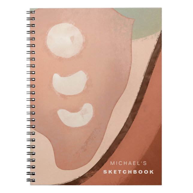 Organic Abstrakt Modern Art 60s Retro Sketchbook Anteckningsbok (Framsidan)