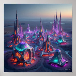 Organic Alien City Byggnad Poster