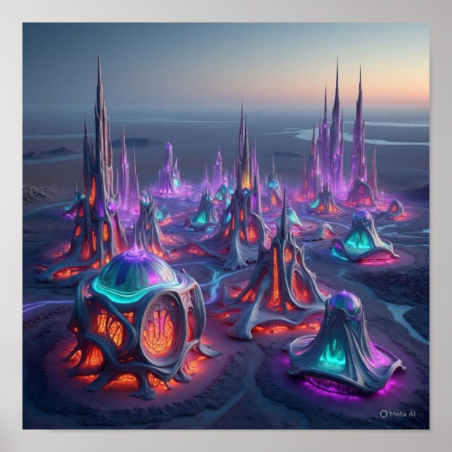 Organic Alien City Byggnad Poster (Framsidan)