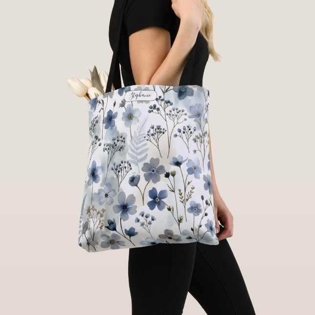 Organic Blue Anemone Fern Everyday Personalized Tygkasse (Närbild)