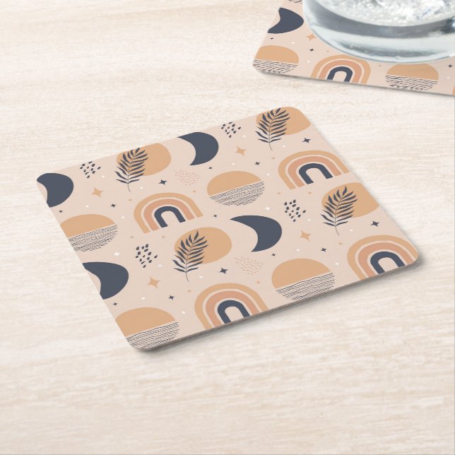 Organic Boho Mönster Underlägg Papper Kvadrat (Vinklad)