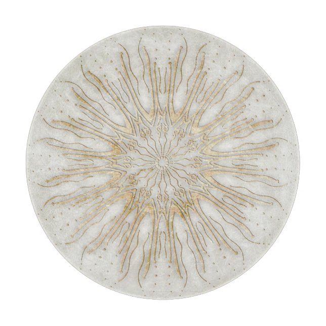 Organic boho stil sunburst mandala golden white (Framsidan)