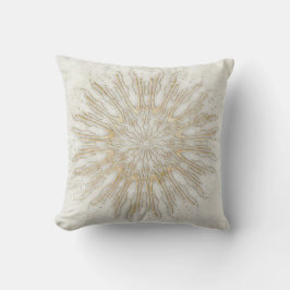 Organic boho stil sunburst mandala golden white kudde