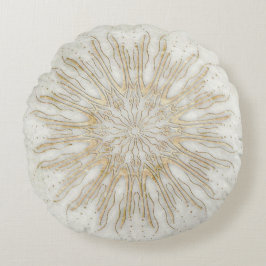 Organic boho stil sunburst mandala golden white rund kudde
