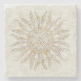 Organic boho stil sunburst mandala golden white stenunderlägg
