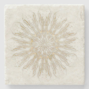 Organic boho stil sunburst mandala golden white stenunderlägg