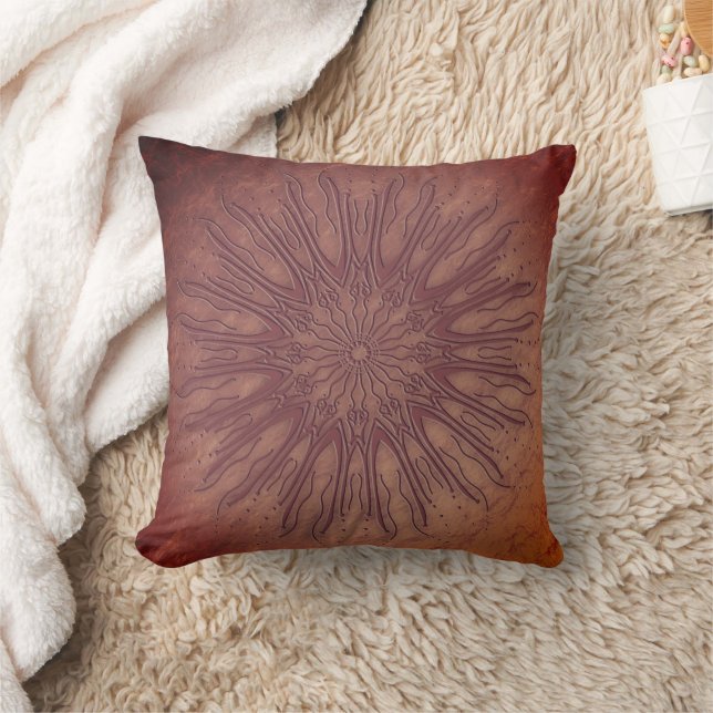 Organic boho stil sunburst mandala recoleta decor kudde (Filt)
