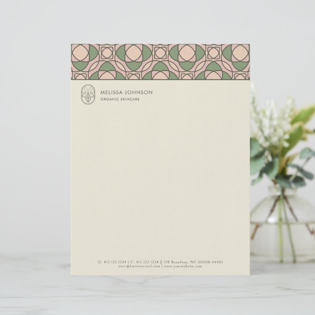 Organic Botanical QR Modern Business Letterhead Brevhuvud (Stående Fram)