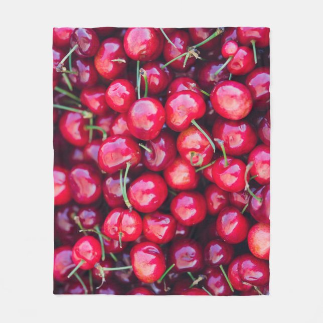 Organic California Cherries Firande Fleecefilt (Framsidan)